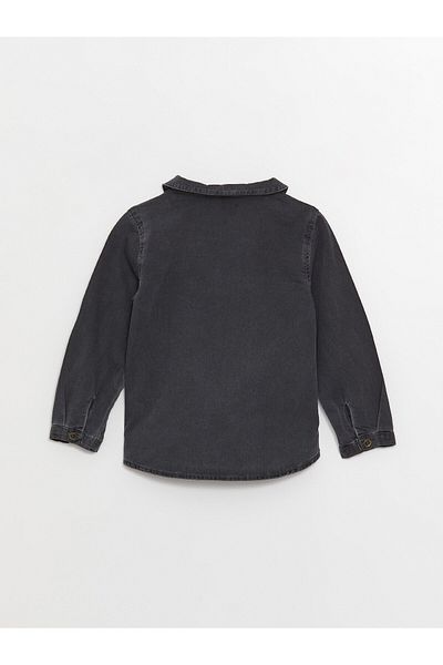 LC Waikiki Baby Collar Long Sleeve Baby Girl Jean Shirt