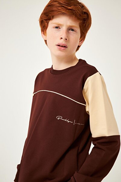 Perendi Φούτερ για αγόρι με γαρνιρισμένο καφέ