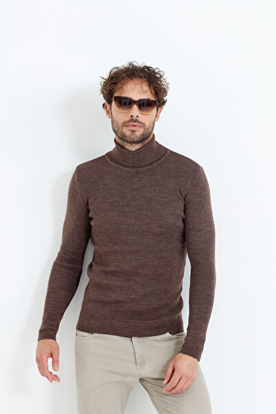 COOL TARZ Καφέ ανδρικό πλεκτό πουλόβερ με ζιβάγκο