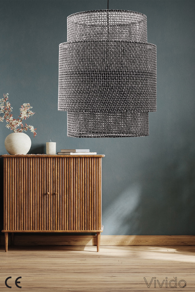 Vivido Abajur Wicker Black Bohemian Scandinavian Chandelier