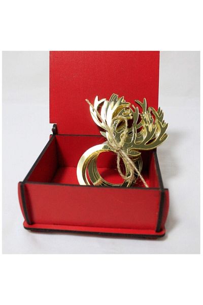 Aker Hediyelik Δαχτυλίδι χαρτοπετσέτας New Year's Deer Concept - Χρυσό 6 Τεμάχια