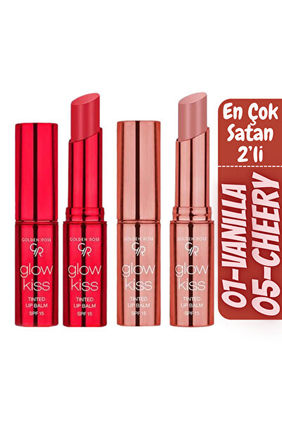 Golden Rose Glow Kiss Tinted Lip Balm No 1 Vanilla + No 5 Cherry Juice - Muhteşem İkili Birlikte