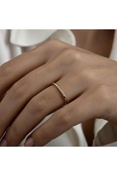 HEMS JEWELLERY Altın 7 Taşlı Kombinlenebilir Minimal Yüzük