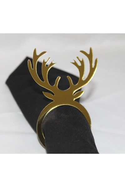 Aker Hediyelik Δαχτυλίδι χαρτοπετσέτας New Year's Deer Concept - Χρυσό 6 Τεμάχια