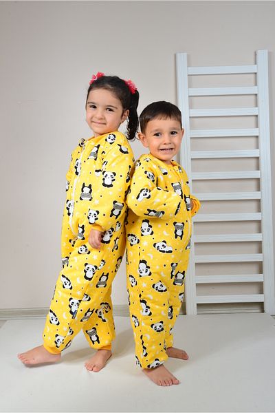 KİDSPİTİRCİK UNISEX CHILDREN'S YELLOW THICK FIBER FILLED 2.5 TOG PATTERNED SLEEPING BAG