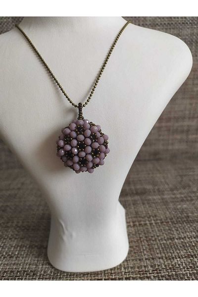Sam Large Cevşen Necklace with Antique Chain / Handmade Crystal Bead Knitted /