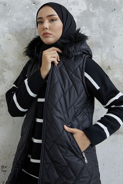 InStyle Elora سترة منتفخة مبطنة - أسود