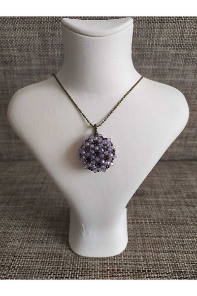 Sam Large Cevşen Necklace with Antique Chain / Handmade Crystal Bead Knitted /