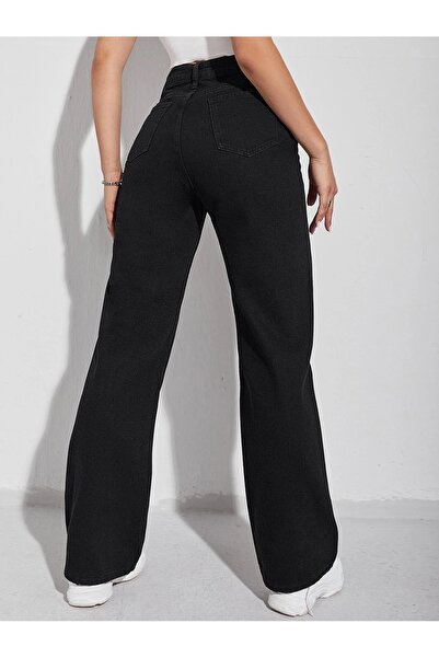 DRC trend Women's High Waist Black Jeans Black Loose Jeans Lycra Stretchy Palazzo