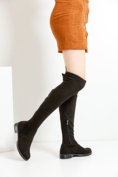 en7 Μαύρα σουέτ γυναικείες μπότες STÇ01
