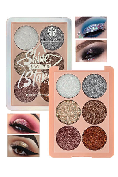 ROWENAROSE 6 Lı Glitterli Jel Gliterli Göz Farı Paleti Festival Renkler Efsan...