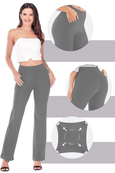 GHASSY CO. Women's Bootcut High Waist Yoga Exercise 4 Pockets Recovery Flare Leg Leggings Pants