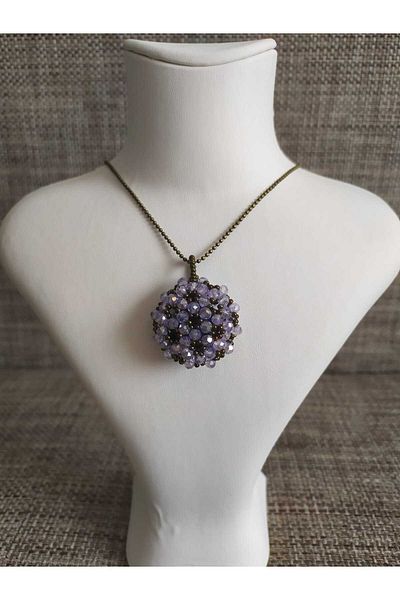 Sam Large Cevşen Necklace with Antique Chain / Handmade Crystal Bead Knitted /