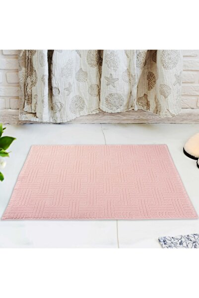 Arelina Textile منشفة قدم وردية بنمط خط قطن 100%