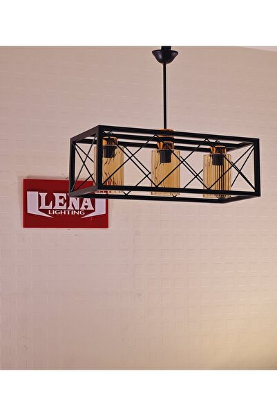 LENAOKSAN Üçlü Metal Sarkıt Avize -siyah Tel Profil Sarkıt Avize Ln- 83