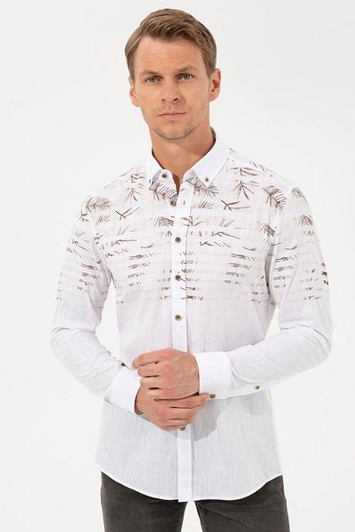 Pierre Cardin Πράσινο μακρυμάνικο πουκάμισο Slim Fit