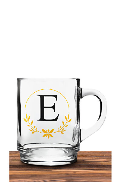 Bytwo TRANSPARENT GLASS MUG WITH LETTER E - camk112