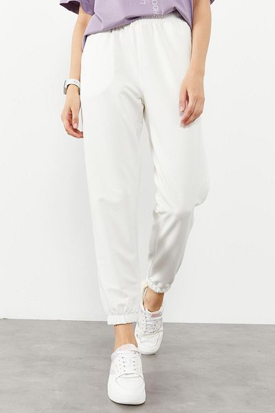 Tight Lady Pantaloni de trening clasici cu picior elastic ecru de damă