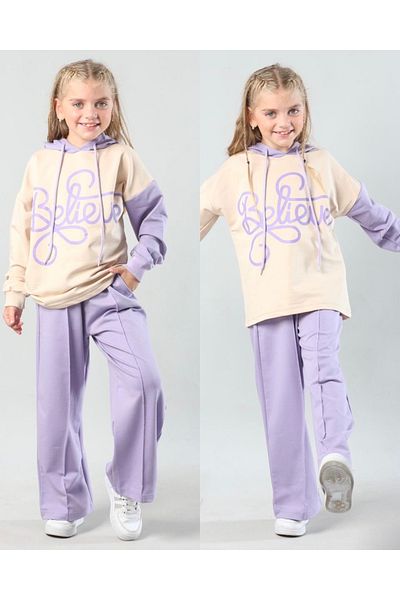 Calisa Girl Child Waiter Boy Wide Leg Hooded Bottom Top Tracksuit Set
