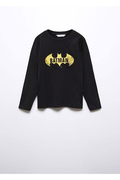 MANGO Kids Baumwoll-T-Shirt mit Superhelden-Motiv