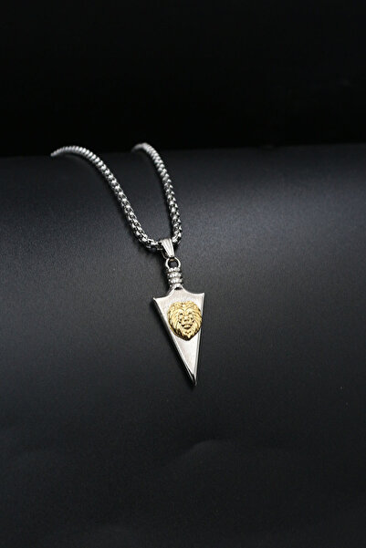 Dukkanka الأسد الرمح قلادة مزدوجة اللون تصميم الرجال