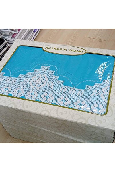 bursa çeyiz Handcrafted Lace Duvet Cover Set Sheet Lacy Turquoise