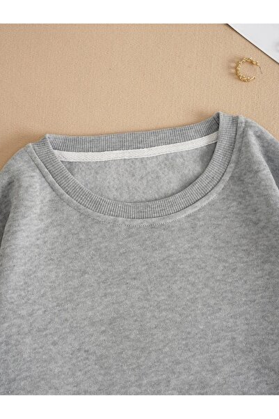 Mad&Calf Dámská základní mikina s výstřihem 0 s výstřihem bez potisku, obyčejná oversize, volný, volný střih