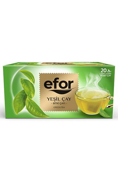 Efor كيس زجاجي أخضر - طقم شاي أخضر عادي مكون من 20 قطعة
