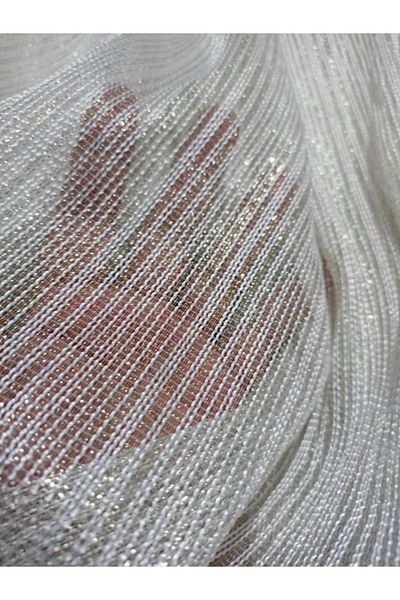 MebelPort Curtain Ασημί ίσιο ριγέ περιστρεφόμενο τούλι συμπαγές 1/2 πλισέ