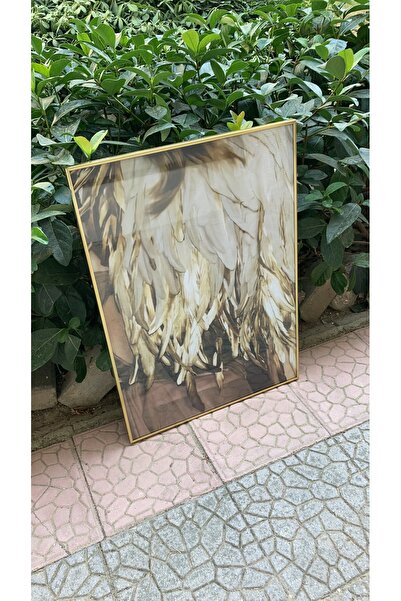 Linacci Gold Altın Tekli Alüminyum Cam Dekoratif Metal Çerçeveli Camlı Poster Tablo