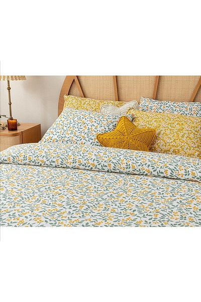 English Home Plain Cotton Single Duvet Cover 150x220 Cm Yellow