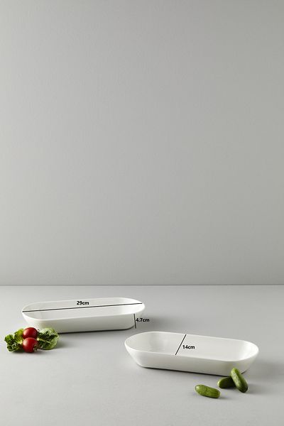 Be Original Pera 29cm 2-Piece Porcelain Deep Oval Presentation Plate