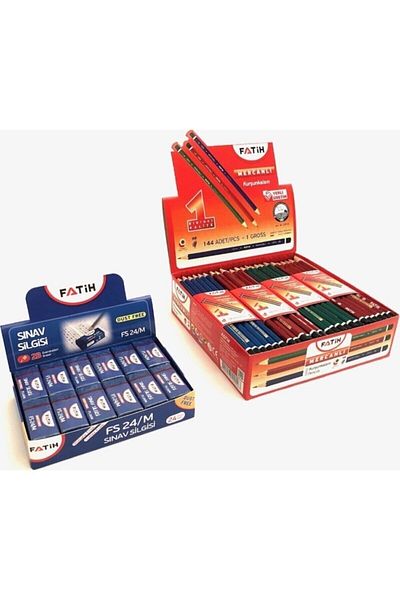 Fatih Coral Pencil 144 Pcs + Fs/24 Exam Eraser 24 Pcs