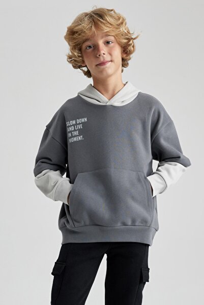 DeFacto Boy Oversize Hooded Sweatshirt - A7284A823Wn