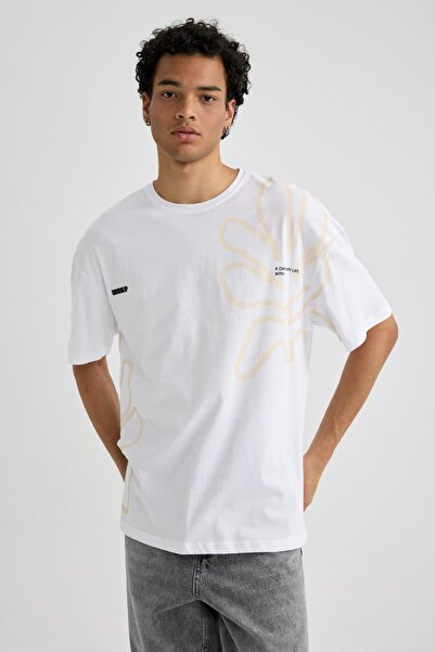 DeFacto Тениска с къс ръкав и щампа с удобна форма B3877ax23hs