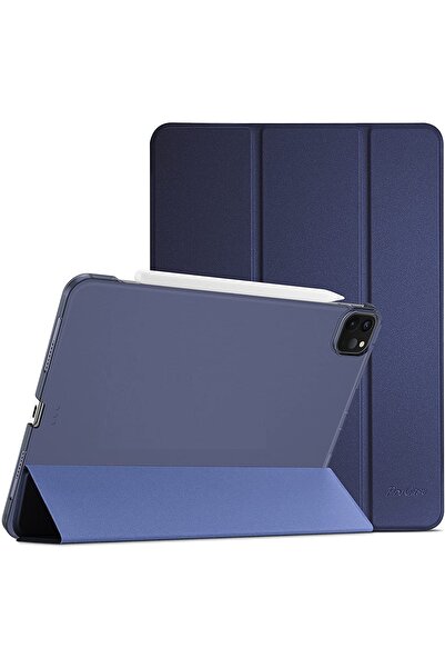MOBAX Ipad Pro 12.9 2020 4.nesil Kılıf Pu Deri Smart Case A2229 A2069 A2232 A2233 Lacivert