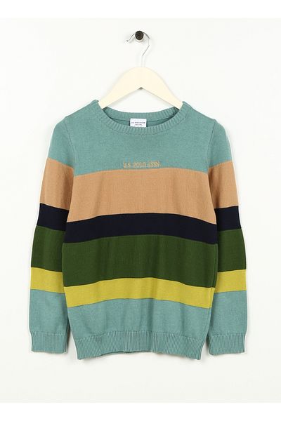 U.S. Polo Assn. BASE. Polo Assn. Crew Neck Slim Fit Mint Men's Sweater NOKHAKIDS
