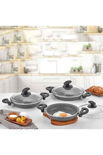 CVS Gray Granite Sauce Set - 6 Pieces with Lids, Dn 20000