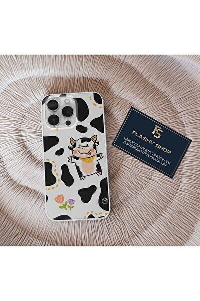 Flashy Shop REDMI NOTE 12 PRO 5G Uyumlu Tatlı İnek Desenli Şeffaf Kılıf