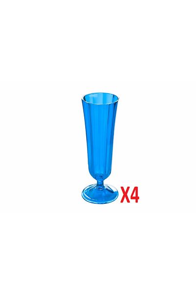 Porland Blue Flute Glass130cc 4-pack