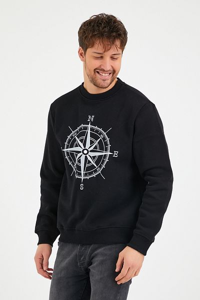 GENIUS STORE Store Printed Men's Sweatshirt with Fleece Inside Outdoor Regular Fit Sweatshirt