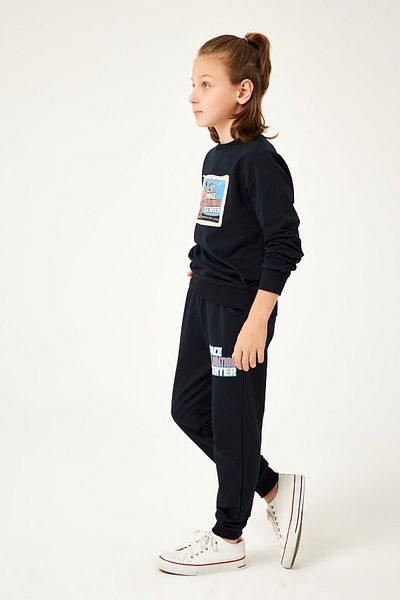 Perendi Space Detailed Boy's Suit Navy Blue
