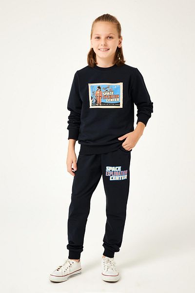 Perendi Space Detailed Boy's Suit Navy Blue