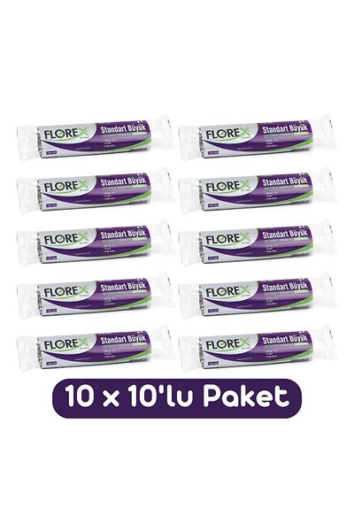 Florex Standard Large Size Garbage Bag 65x80 Cm 10 Pieces Roll Black 10 Rolls (100 Pieces)