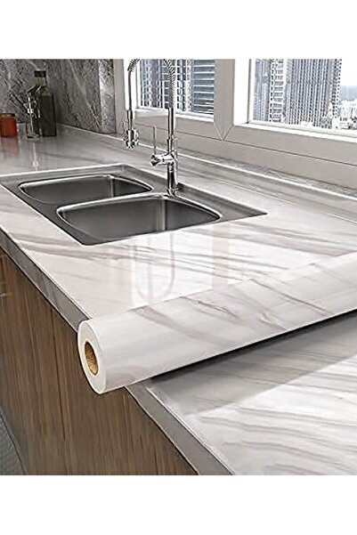 MOBEE Açık Mermer Desenli Yapışkanlı Kaplama Kağıdı Büyük Boy 5 Metre