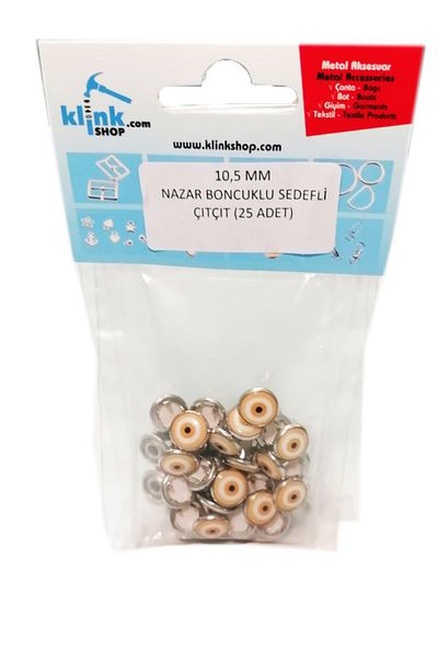 Klinkshop Baby And Shirt Snaps -10,5 Mm Yellow Evil Eye Beaded Pearlescent-25 Pieces-Pack of Unparated Materials