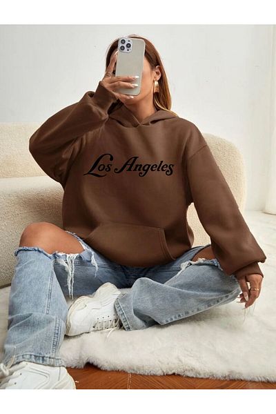 BENROMA Unisex ιδρώτα με στάμπα καφέ με κουκούλα