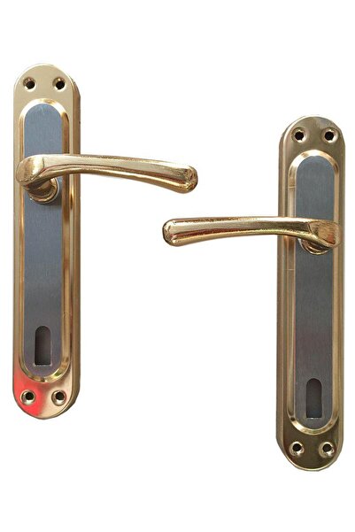 MOBEE Çelikel Aynalı Kapı Kolu Yale Tipi Altın Metal Oda Kapı Kolu 1410