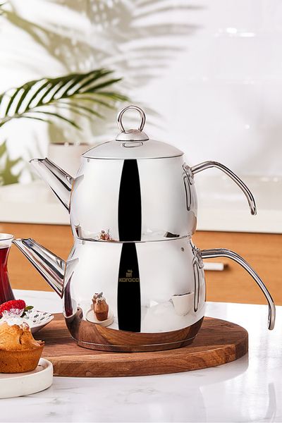 Karaca Retro Enamel Induction Teapot Set, Anthracite - KARACA UK
