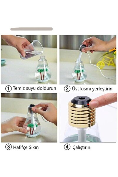 MOBEE Hava Nemlendirici Ampul Görünümlü Hazneli Buhar Makinesi 400 ml